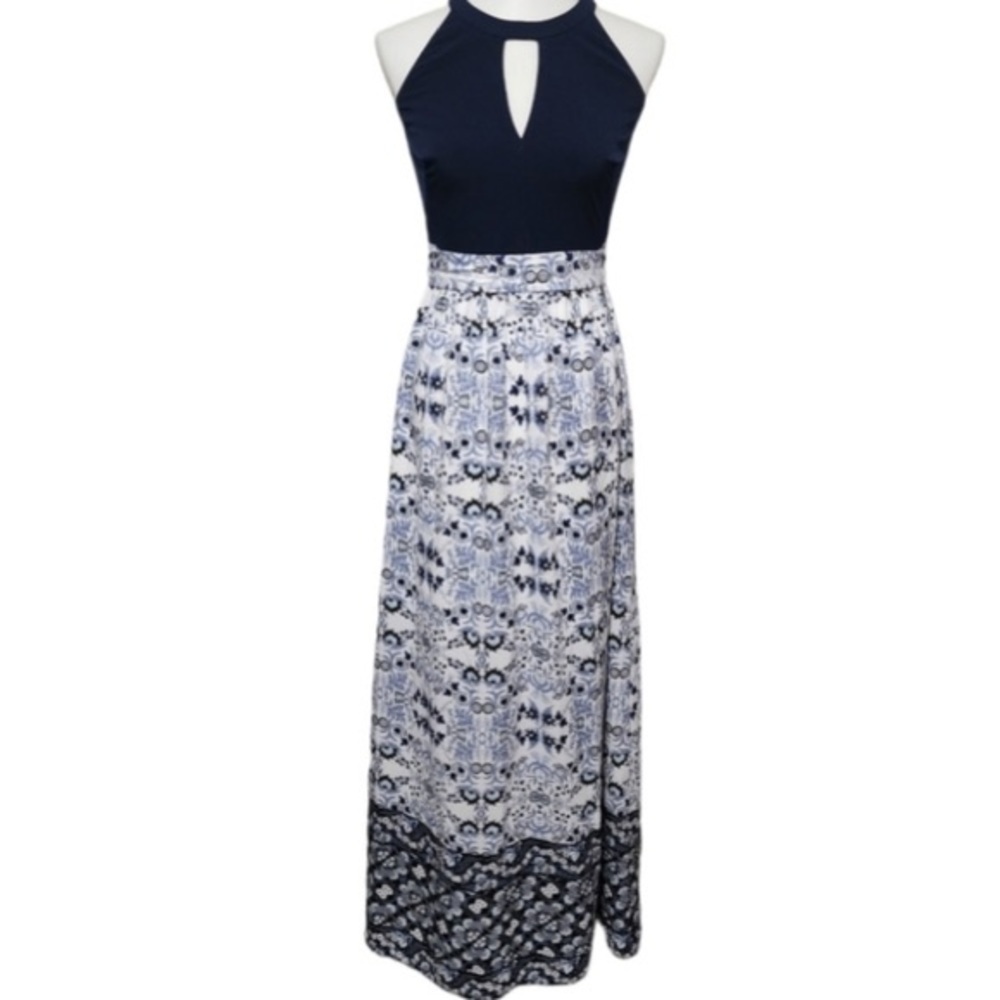LIKE NWOT VINCE CAMUTO SIZE 2  FLORAL MAXI KEYHOLE BELTED DRESS